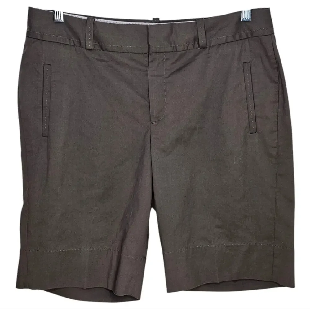 Banana Republic Martin Fit Stretch Brown Pocketed Flat Front Shorts Size 12